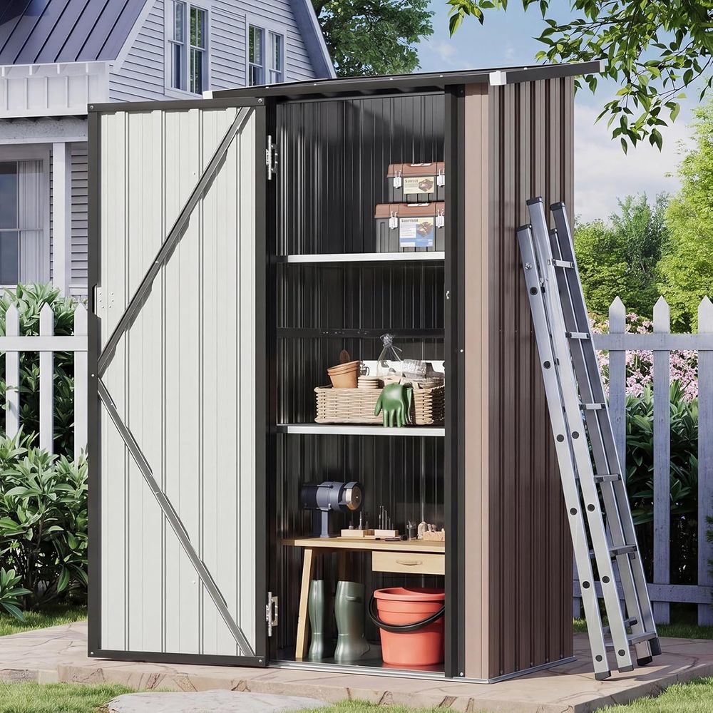 Gardening Tools Storage - خزانة تخزين خارجية مع أرضية، ورفين