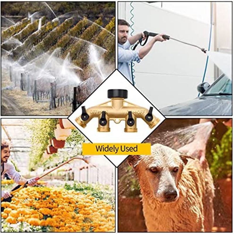 Gardening Tools Yellow - ABNQ موزع خرطوم نحاسي رباعي الاتجاهات،
