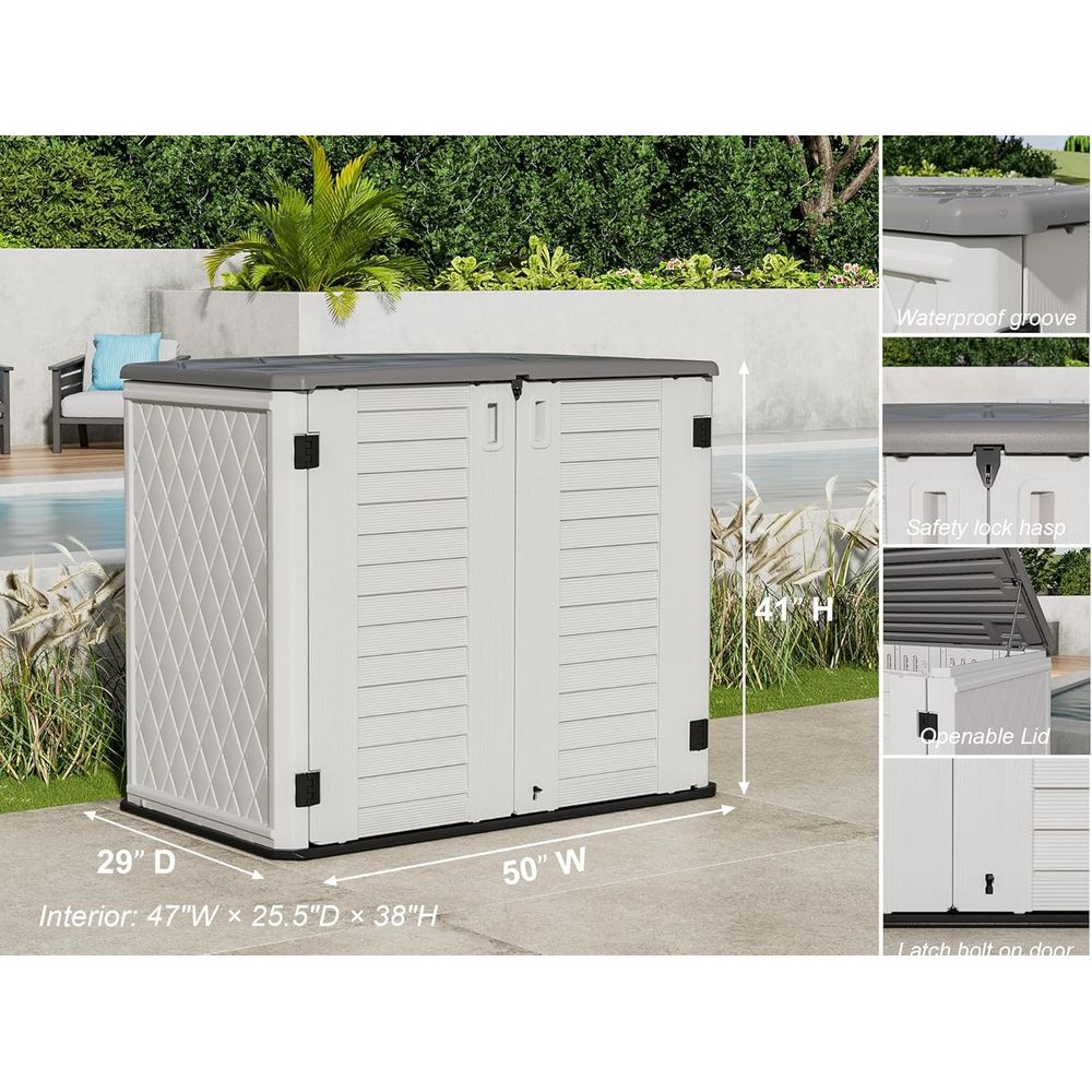خزانة تخزين خارجية 4×2.5 طن، خ - مراجعة Gardening Tools Storage وسعره