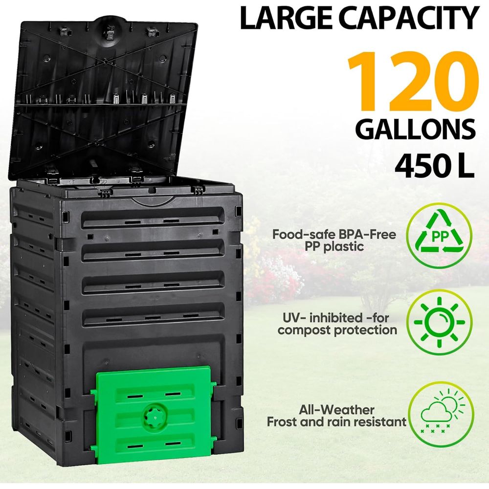 صندوق سماد للحدائق سعة 120 جال - مراجعة Compost Bin وسعره