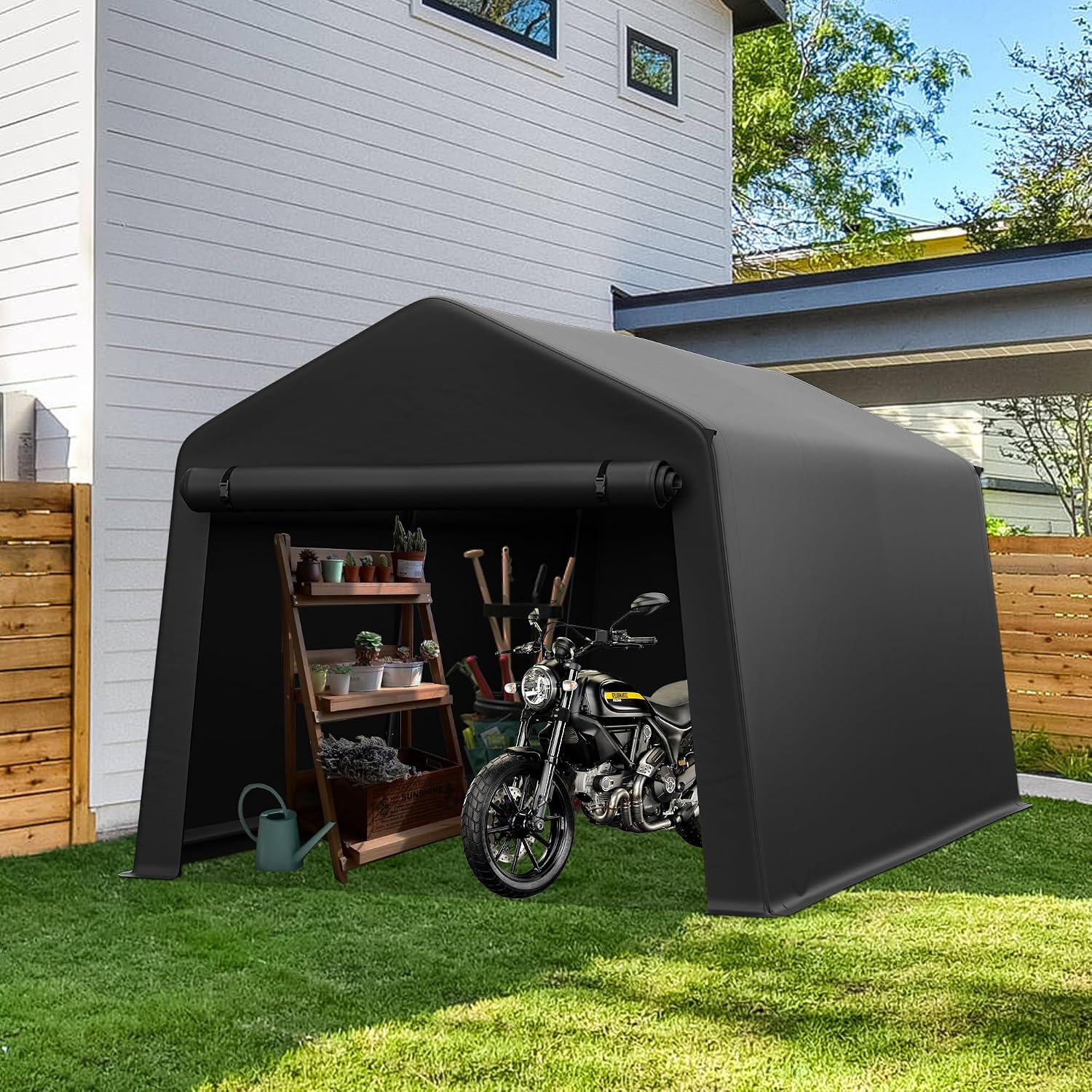 مخزن خارجي محمول 8x14 قدم مقاو - مراجعة Gardening Tools Storage وسعره