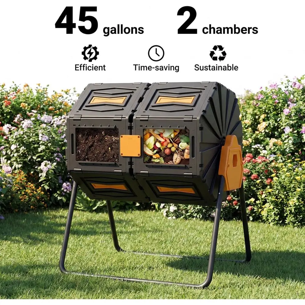 وعاء سماد مزدوج الغرف بسعة 45  - مراجعة Compost Bin وسعره